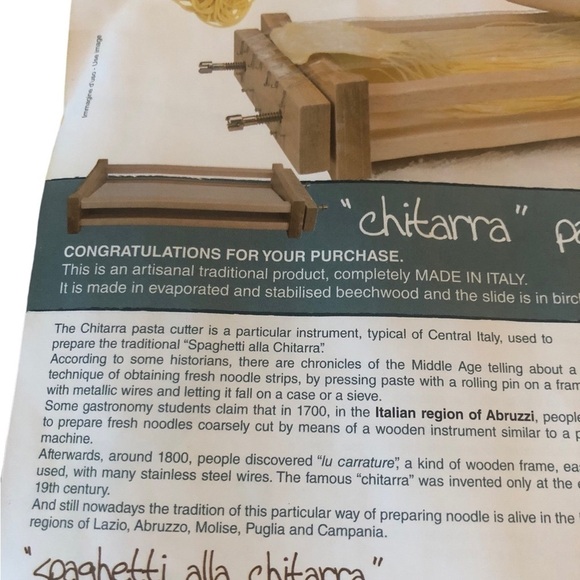 Eppicotispai Chitarra Pasta Cutter Rustic Wood Made in Italy NEW Beechwood - Picture 4 of 8